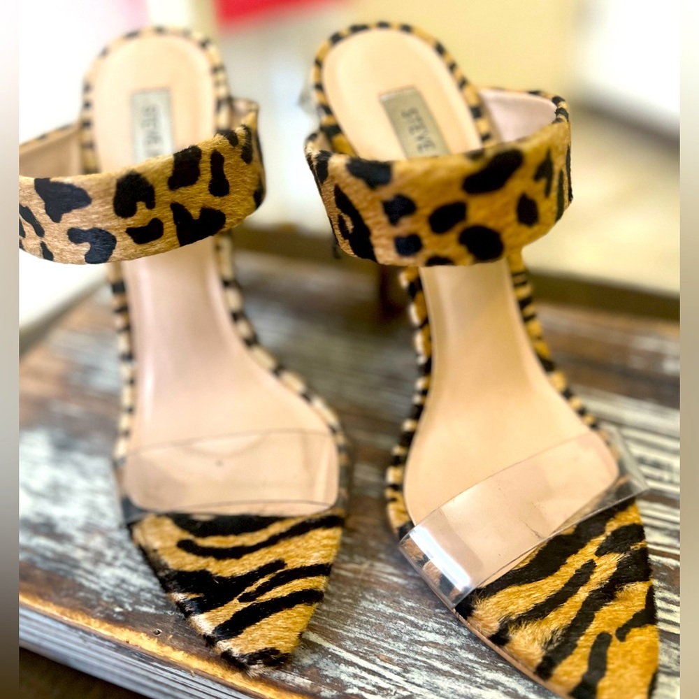Steve Madden leopard print heel sandals size 7.5 (38)